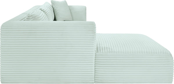 Meridian Furniture Shaggy Mint Corduroy Modular Sectional with Plush Foam and Performance Fabric Seating 641Mint-Sec3A