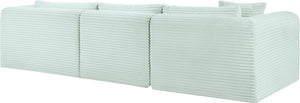 Meridian Furniture Shaggy Mint Corduroy Modular Sectional with Plush Foam and Performance Fabric Seating 641Mint-Sec3A