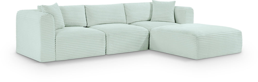 Meridian Furniture Shaggy 4-piece Modular Sectional Mint Corduroy Performance Fabric Living Room Sofa 641Mint-Sec4A