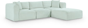 Meridian Furniture Shaggy 4-piece Modular Sectional Mint Corduroy Performance Fabric Living Room Sofa 641Mint-Sec4A