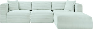 Meridian Furniture Shaggy 4-piece Modular Sectional Mint Corduroy Performance Fabric Living Room Sofa 641Mint-Sec4A