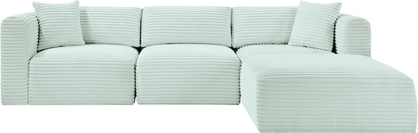 Meridian Furniture Shaggy 4-piece Modular Sectional Mint Corduroy Performance Fabric Living Room Sofa 641Mint-Sec4A