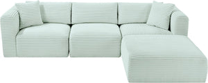 Meridian Furniture Shaggy 4-piece Modular Sectional Mint Corduroy Performance Fabric Living Room Sofa 641Mint-Sec4A