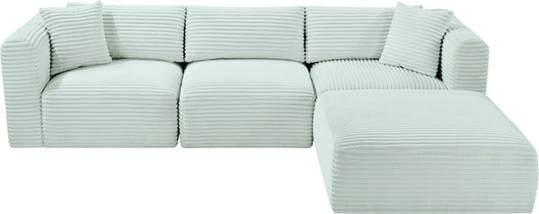Meridian Furniture Shaggy 4-piece Modular Sectional Mint Corduroy Performance Fabric Living Room Sofa 641Mint-Sec4A