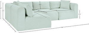 Meridian Furniture Shaggy Mint Corduroy Modular Sectional with Plush Foam and Stain Resistant Fabric 641Mint-Sec4B