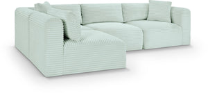 Meridian Furniture Shaggy Mint Corduroy Modular Sectional with Plush Foam and Stain Resistant Fabric 641Mint-Sec4B
