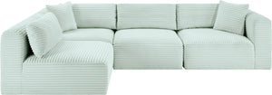 Meridian Furniture Shaggy Mint Corduroy Modular Sectional with Plush Foam and Stain Resistant Fabric 641Mint-Sec4B