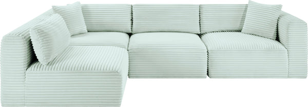 Meridian Furniture Shaggy Mint Corduroy Modular Sectional with Plush Foam and Stain Resistant Fabric 641Mint-Sec4B