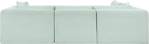 Meridian Furniture Shaggy Mint Corduroy Modular Sectional with Plush Foam and Stain Resistant Fabric 641Mint-Sec4B
