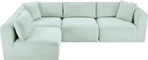 Meridian Furniture Shaggy Mint Corduroy Modular Sectional with Plush Foam and Stain Resistant Fabric 641Mint-Sec4B