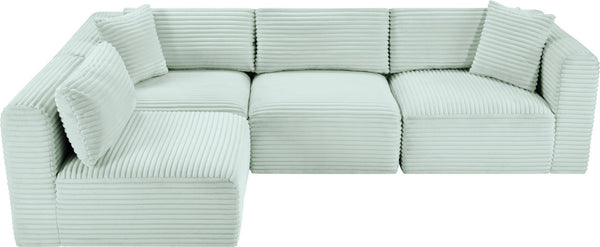 Meridian Furniture Shaggy Mint Corduroy Modular Sectional with Plush Foam and Stain Resistant Fabric 641Mint-Sec4B