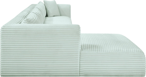 Meridian Furniture Shaggy Four Piece Modular Sectional with Corduroy Performance Fabric for Living Rooms 641Mint-Sec4C