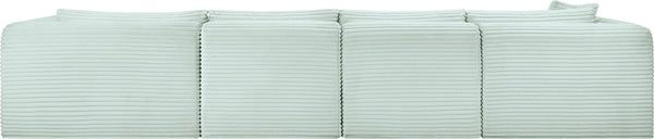 Meridian Furniture Shaggy Four Piece Modular Sectional with Corduroy Performance Fabric for Living Rooms 641Mint-Sec4C