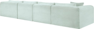 Meridian Furniture Shaggy Four Piece Modular Sectional with Corduroy Performance Fabric for Living Rooms 641Mint-Sec4C