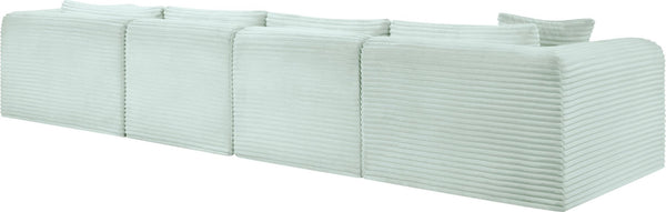 Meridian Furniture Shaggy Four Piece Modular Sectional with Corduroy Performance Fabric for Living Rooms 641Mint-Sec4C