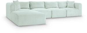 Meridian Furniture Shaggy Mint Corduroy Modular Sectional Five Piece Performance Fabric Living Room Sofa Set 641Mint-Sec5A