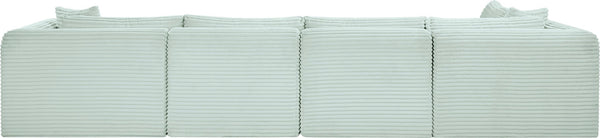 Meridian Furniture Shaggy Five Piece Modular Sectional in Mint Corduroy Performance Fabric for Living Rooms 641Mint-Sec5B