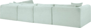 Meridian Furniture Shaggy Five Piece Modular Sectional in Mint Corduroy Performance Fabric for Living Rooms 641Mint-Sec5B