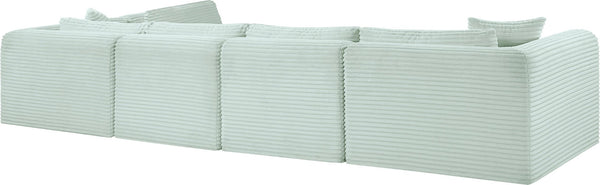 Meridian Furniture Shaggy Five Piece Modular Sectional in Mint Corduroy Performance Fabric for Living Rooms 641Mint-Sec5B
