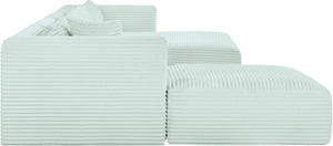 Meridian Furniture Shaggy Five Piece Modular Sectional Mint Corduroy Performance Fabric Plush Living Room 641Mint-Sec5E