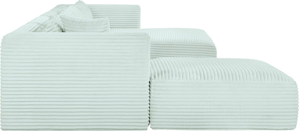 Meridian Furniture Shaggy Five Piece Modular Sectional Mint Corduroy Performance Fabric Plush Living Room 641Mint-Sec5E