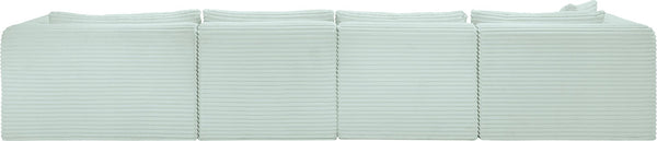 Meridian Furniture Shaggy Five Piece Modular Sectional Mint Corduroy Performance Fabric Plush Living Room 641Mint-Sec5E