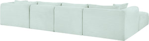Meridian Furniture Shaggy Five Piece Modular Sectional Mint Corduroy Performance Fabric Plush Living Room 641Mint-Sec5E