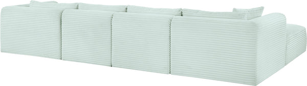 Meridian Furniture Shaggy Five Piece Modular Sectional Mint Corduroy Performance Fabric Plush Living Room 641Mint-Sec5E