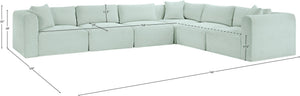 Meridian Furniture Shaggy Six Piece Modular Sectional in Stain Resistant Corduroy for Modern Living Rooms 641Mint-Sec6A