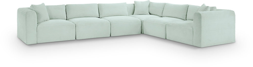 Meridian Furniture Shaggy Six Piece Modular Sectional in Stain Resistant Corduroy for Modern Living Rooms 641Mint-Sec6A