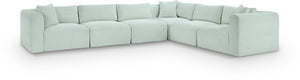 Meridian Furniture Shaggy Six Piece Modular Sectional in Stain Resistant Corduroy for Modern Living Rooms 641Mint-Sec6A