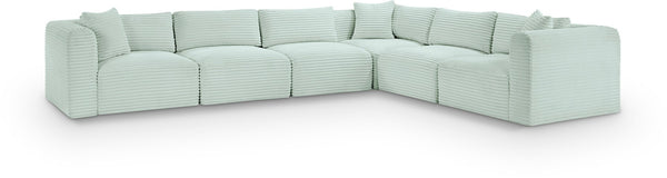 Meridian Furniture Shaggy Six Piece Modular Sectional in Stain Resistant Corduroy for Modern Living Rooms 641Mint-Sec6A