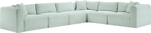 Meridian Furniture Shaggy Six Piece Modular Sectional in Stain Resistant Corduroy for Modern Living Rooms 641Mint-Sec6A
