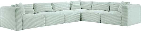 Meridian Furniture Shaggy Six Piece Modular Sectional in Stain Resistant Corduroy for Modern Living Rooms 641Mint-Sec6A