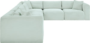 Meridian Furniture Shaggy Six Piece Modular Sectional in Stain Resistant Corduroy for Modern Living Rooms 641Mint-Sec6A