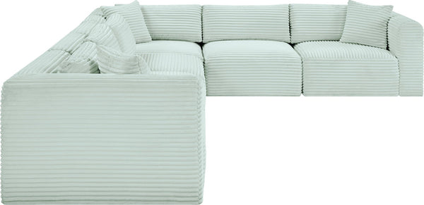 Meridian Furniture Shaggy Six Piece Modular Sectional in Stain Resistant Corduroy for Modern Living Rooms 641Mint-Sec6A