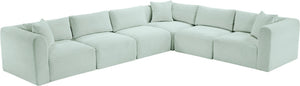 Meridian Furniture Shaggy Six Piece Modular Sectional in Stain Resistant Corduroy for Modern Living Rooms 641Mint-Sec6A