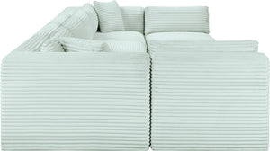 Meridian Furniture Shaggy Six Piece Modular Sectional in Stain Resistant Mint Corduroy for Living Rooms 641Mint-Sec6B