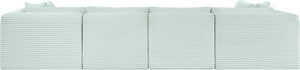 Meridian Furniture Shaggy Six Piece Modular Sectional in Stain Resistant Mint Corduroy for Living Rooms 641Mint-Sec6B