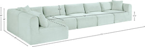 Meridian Furniture Shaggy Six Piece Modular Sectional in Performance Corduroy with Plush Foam Seating 641Mint-Sec6C