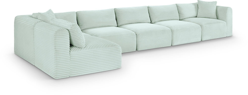 Meridian Furniture Shaggy Six Piece Modular Sectional in Performance Corduroy with Plush Foam Seating 641Mint-Sec6C