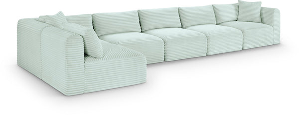 Meridian Furniture Shaggy Six Piece Modular Sectional in Performance Corduroy with Plush Foam Seating 641Mint-Sec6C