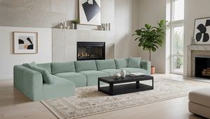 Meridian Furniture Shaggy Six Piece Modular Sectional in Performance Corduroy with Plush Foam Seating 641Mint-Sec6C