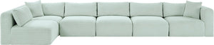 Meridian Furniture Shaggy Six Piece Modular Sectional in Performance Corduroy with Plush Foam Seating 641Mint-Sec6C