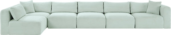 Meridian Furniture Shaggy Six Piece Modular Sectional in Performance Corduroy with Plush Foam Seating 641Mint-Sec6C