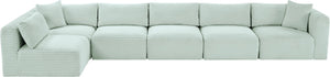 Meridian Furniture Shaggy Six Piece Modular Sectional in Performance Corduroy with Plush Foam Seating 641Mint-Sec6C