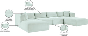 Meridian Furniture Shaggy Six Piece Modular Sectional Mint Corduroy Performance Fabric Plush Family Room 641Mint-Sec6E