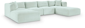 Meridian Furniture Shaggy Six Piece Modular Sectional Mint Corduroy Performance Fabric Plush Family Room 641Mint-Sec6E