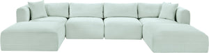 Meridian Furniture Shaggy Six Piece Modular Sectional Mint Corduroy Performance Fabric Plush Family Room 641Mint-Sec6E