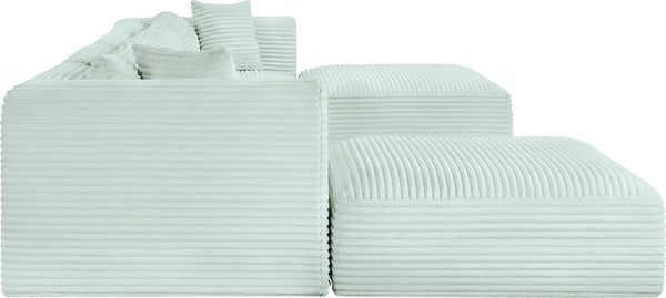 Meridian Furniture Shaggy Six Piece Modular Sectional Mint Corduroy Performance Fabric Plush Family Room 641Mint-Sec6E